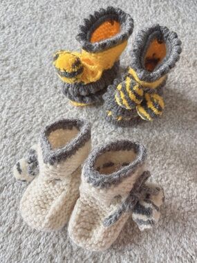 Handmade crochet baby booties bundle